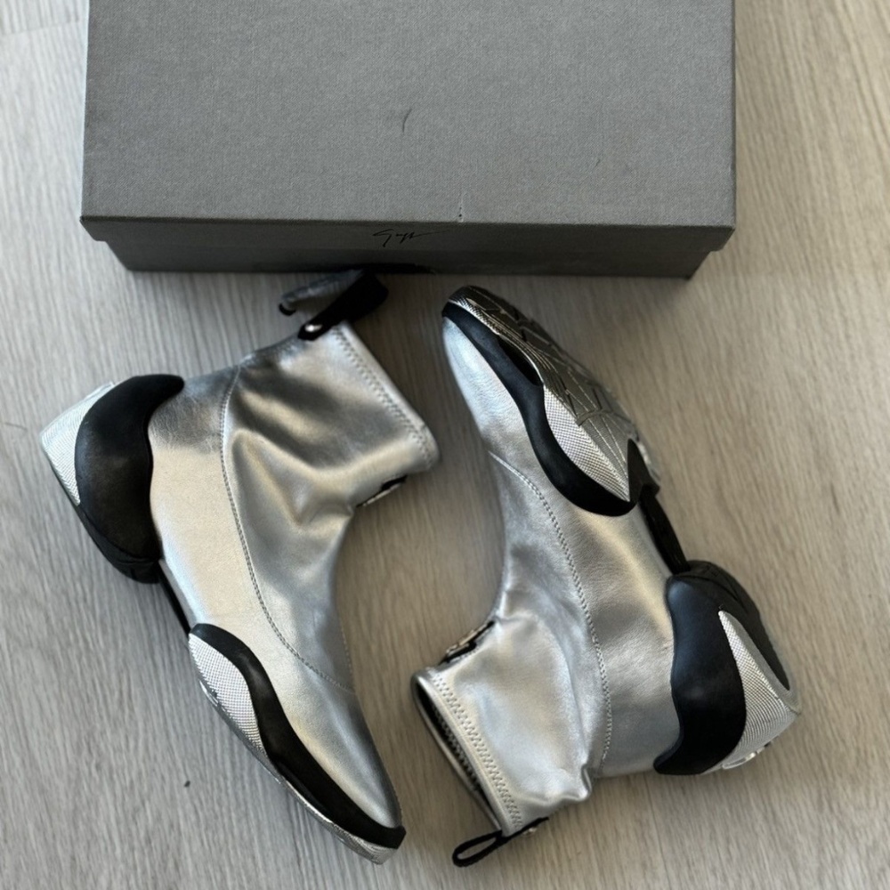 Giuseppe Zanotti  Silver Logoball Stretch Sneakers